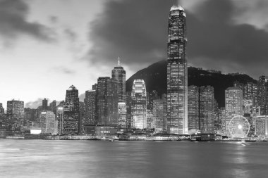 Şehir şehir merkezi iş alanı deniz açık, Hong Kong cityscape 