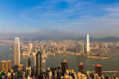 En yüksek bakış üzerine Hong Kong şehir merkezi iş şehir