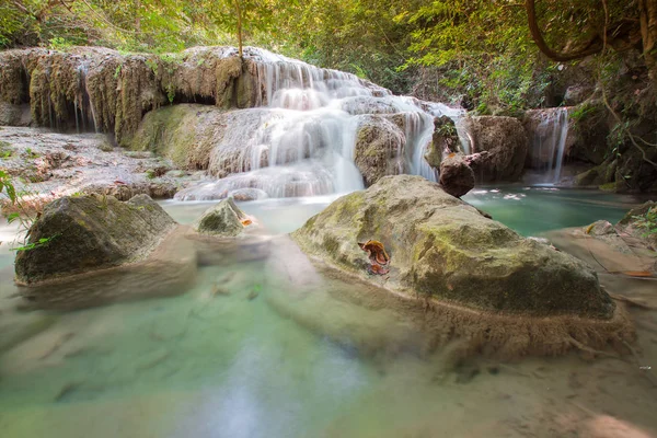 Natuurlijke diepe bossen tropische stream waterval — Stockfoto