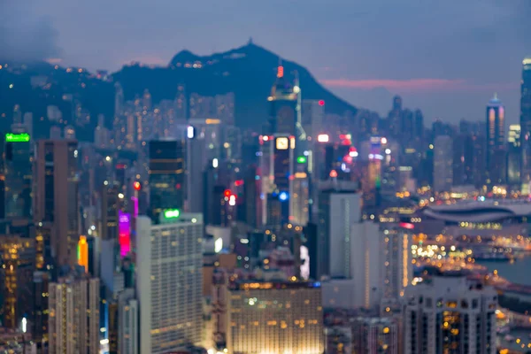 夜ぼやけた光中心繁華街香港 — ストック写真