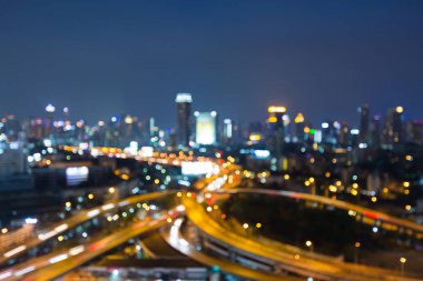 Bulanık bokeh ışık gece görünümü şehir iş şehir havadan görünümü