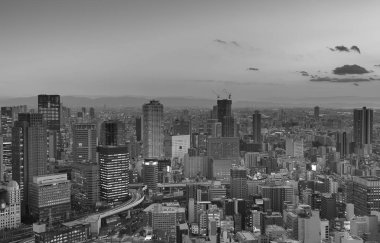 Osaka şehir merkezi iş şehir manzarası, cityscape arka plan, Japonya