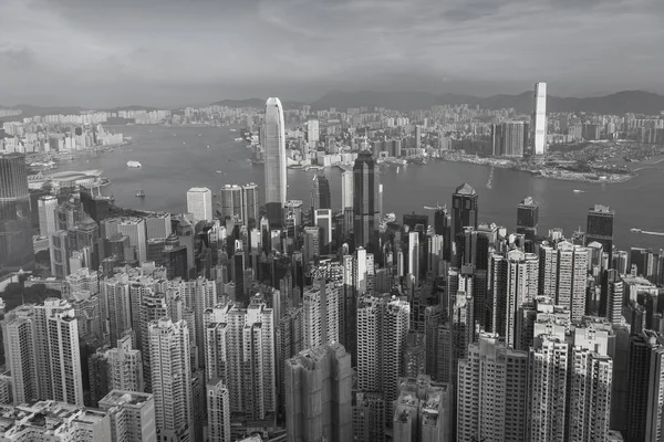 Στο κέντρο της πόλης κτίριο Αεροφωτογραφία, Χονγκ Κονγκ cityscape φόντο πόλη επαγγελματικών — Φωτογραφία Αρχείου