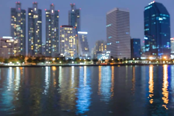 Reflection blurred bokeh light office building — Stock Photo, Image