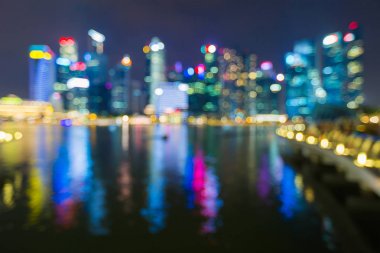 Bulanık bokeh ışık Singapur şehir merkezi iş şehir merkezinde