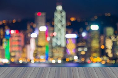 Bokeh ışık Hong Kong şehir iş şehir merkezinde twilight, arka plan bulanık