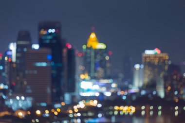 Gece şehir bokeh ışık merkezi iş şehir merkezinde bulanık