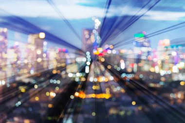 Bulanık alacakaranlık şehir ışık gece görünümü üzerinde hareket bulanık