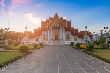 White Marble temple, Bangkok Thailand landmark clipart