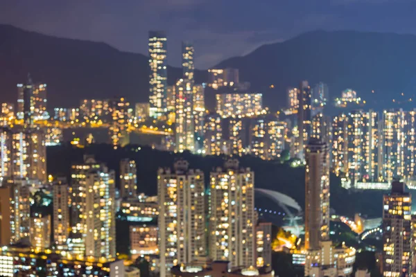 Hong Kong gece görünümü oluşturma bokeh ışık ikamet bulanık