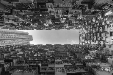 Alt görünümü residence daire gökyüzü arka plan karşı kalabalık