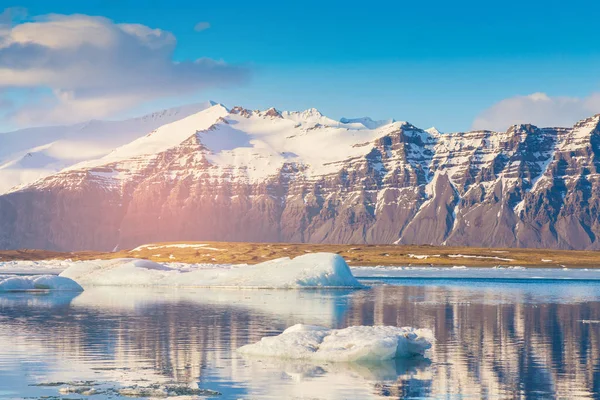 Krásy Islandu Jokulsarlon zimní sezóny Laguna — Stock fotografie