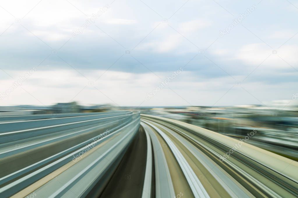 Blurred motion train moving track