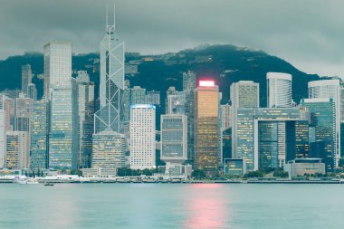 Hong Kong merkezi iş şehir merkezinde sahil 