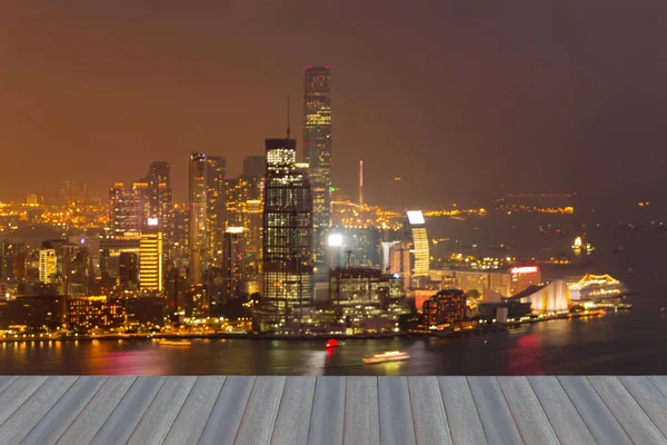 城市市区模糊散景光夜景香港商业市中心 — 图库照片