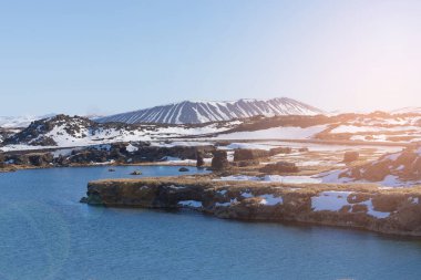 İzlanda yanardağ güzel kış sezonu