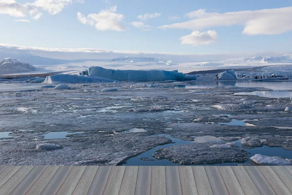 Κατάψυξη πάγου λιμνοθάλασσα χειμερινή σεζόν φυσικό τοπίο φόντο, Ισλανδία — Φωτογραφία Αρχείου