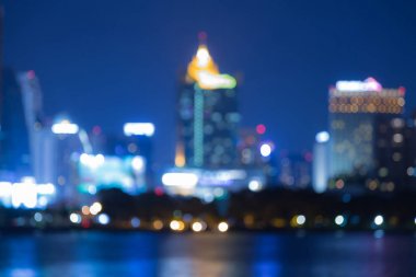 Gece mavi alacakaranlık bokeh şehir şehir ışık bulanık