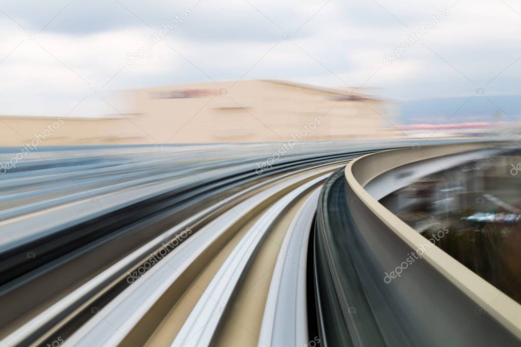 Motion blurred moving train track