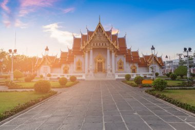 Golden marble temple Bangkok Thailand clipart
