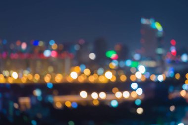 Gece ışık şehir iş şehir merkezinde bokeh bulanık