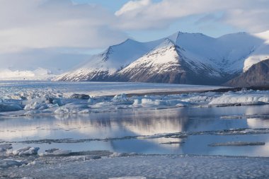 Güzel kış sezon buzul Jakulsarlon lagoon