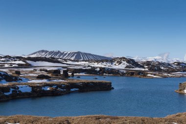 Güzel İzlanda kış dağ volkan 