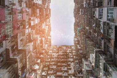 Alt görünüm daire konut alanı Hong Kong şehir merkezinde
