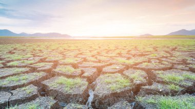 Dağ manzarası arka plan ile küçük cam zemin kırma