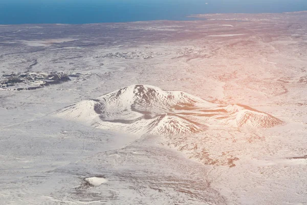 Islândia Inverno Estação Aérea Vista Montanha Paisagem Natural Fundo — Fotografia de Stock