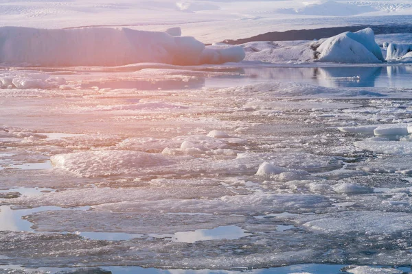 Winter Gefroren Lagune Island Natürliche Landschaft Hintergrund — Stockfoto