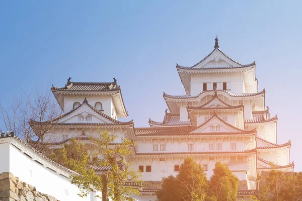 Himeji Castello Sfondo Cielo Blu Chiaro Giappone Punto Riferimento Storico — Foto Stock