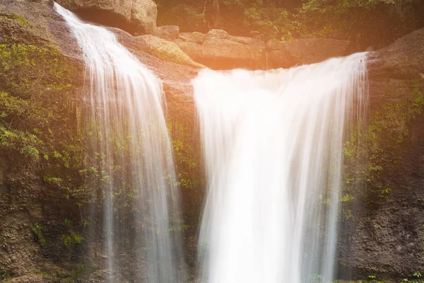 Stream Waterfall Rock Natural Tropical Landscape Background Stock Image