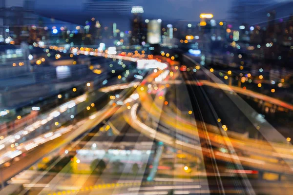 Tren yolu, arka plan hareketli bokeh hafif çift pozlama Kavsagi yol bulanık 