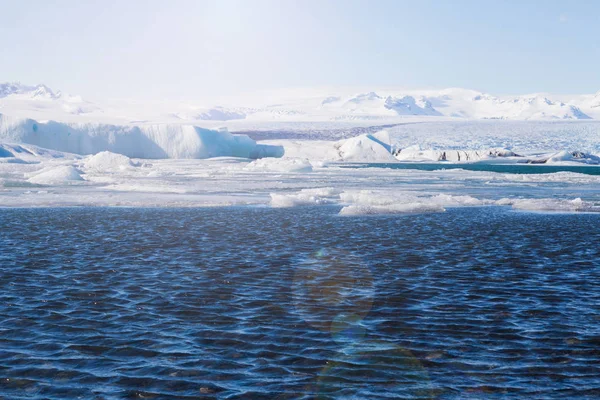 Lagune Glace Jakulsarlon Avec Fond Bleu Ciel Clair Saison Hiver — Photo