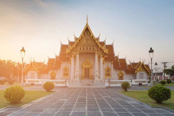 Bangkok Thajsko Historický Mezník Mramorový Chrám Buddhismus Uctívání — Stock fotografie