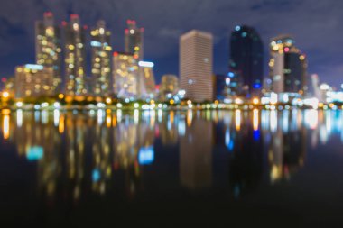 Yansıma bulanık bokeh ışık office gece görünümü oluşturma, soyut arka plan