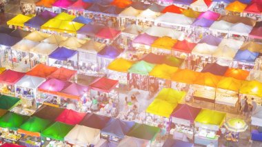 Üstten Görünüm şehir gece bit pazarı, birden fazla renk arka plan