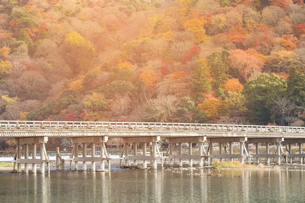 Ponte Togetsukyo Arashiyama Kyoto Japão Outono Paisagem Natural Fundo — Fotografia de Stock