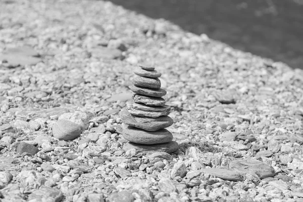 Abstrakte Schwarz Weiß Ton Blance Stack Stein Hintergrund — Stockfoto