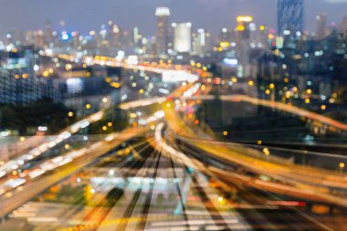 Otoyol kavşağı hareket çift pozlama gece lambası, arka plan bulanık