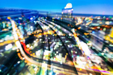 Gece ışık bokeh iş şehir çift pozlama tren eğri, soyut arka plan