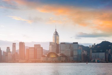 Hong Kong cityscape deniz açık iş merkezinde ofis