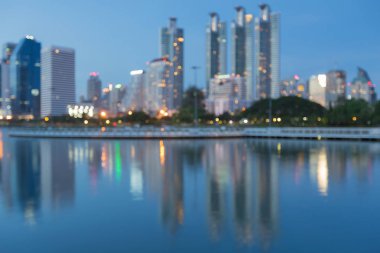 Office bokeh ışık gece görünümü yansıma, arka plan ile oluşturma