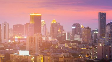 Bina downtown, iş gece ışık şehir ofisi cityscape arka plan