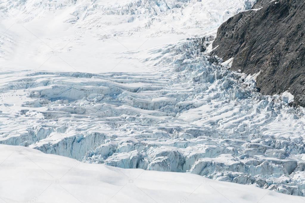 Beautiful Fox Glacier helicopter view, West Coast South Island New Zealand natural landscape background