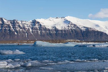 Volkan Dağı kış Gölü, Jakulsarlon buzul İzlanda doğal manzara arka plan