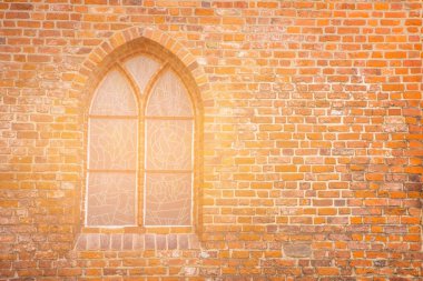 Vintage tuğla duvar pencere blok, arka plan ve doku