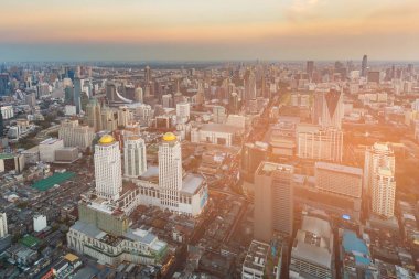 Cityscape iş şehir manzarası günbatımı sesi ile Bangkok Tayland