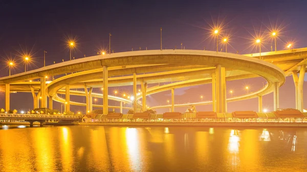 Highway Intersection Water Front Night View River Front — Stock Photo, Image